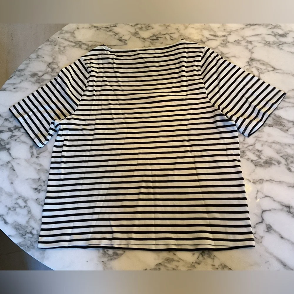 NWT J.Crew Striped Short Sleeve Top CH015 Dark Indigo Blue White Size 2X - Picture 6 of 6
